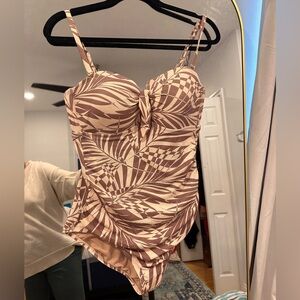 Kona Sol Pique Bandeau Full Coverage One Piece Swimsuit, size L, worn twice